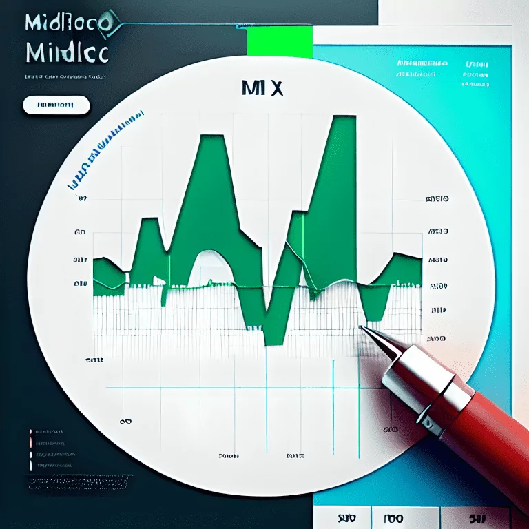 magnifying glass hovering over a mix of stock market graphs