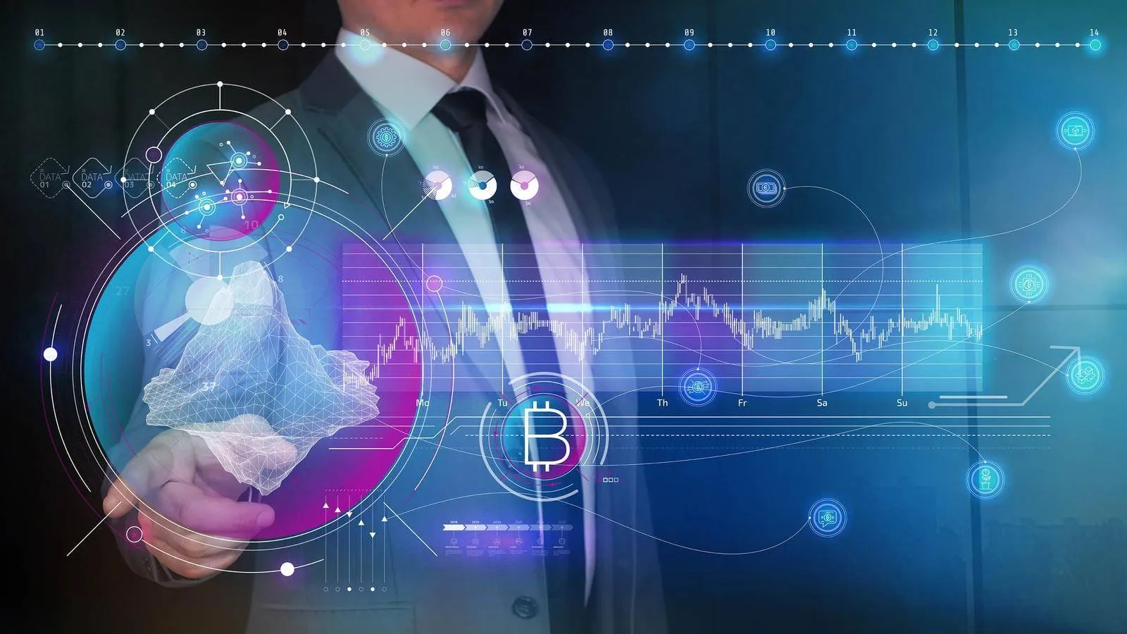 Best Crypto Price Predictions: Insightful Forecasts for Crypto Prices in 2023, 2025, and 2030 10 A Man Works With Cryptocurrency Data On A Virtual Panel