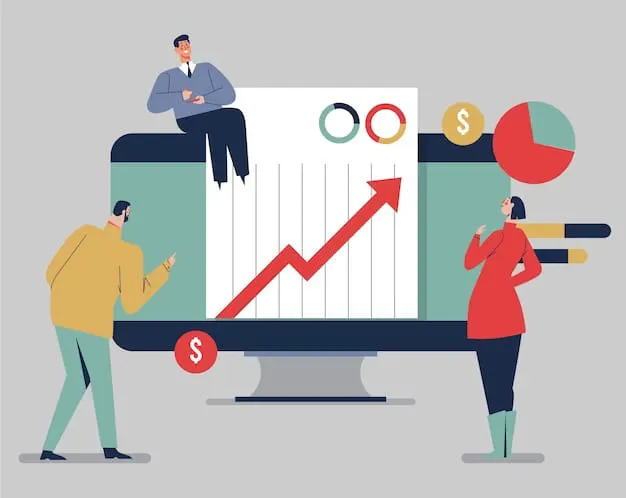 Looking to the Future: An Overview of Expected Number of Trade Days in 2023 vector image of three people analyzing the stock market trading days