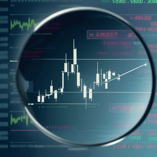 magnifying glass over a stock market chart