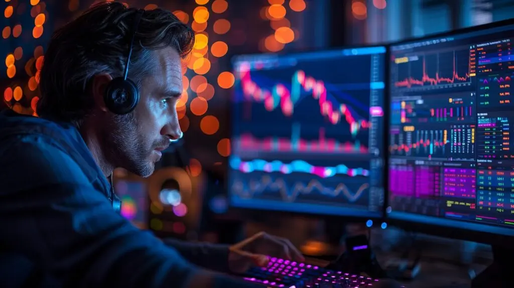 Thinkorswim Footprint Chart featuring Detailed Thinkorswim Footprint Chart with volume accumulation and price rejection areas on dual monitors.