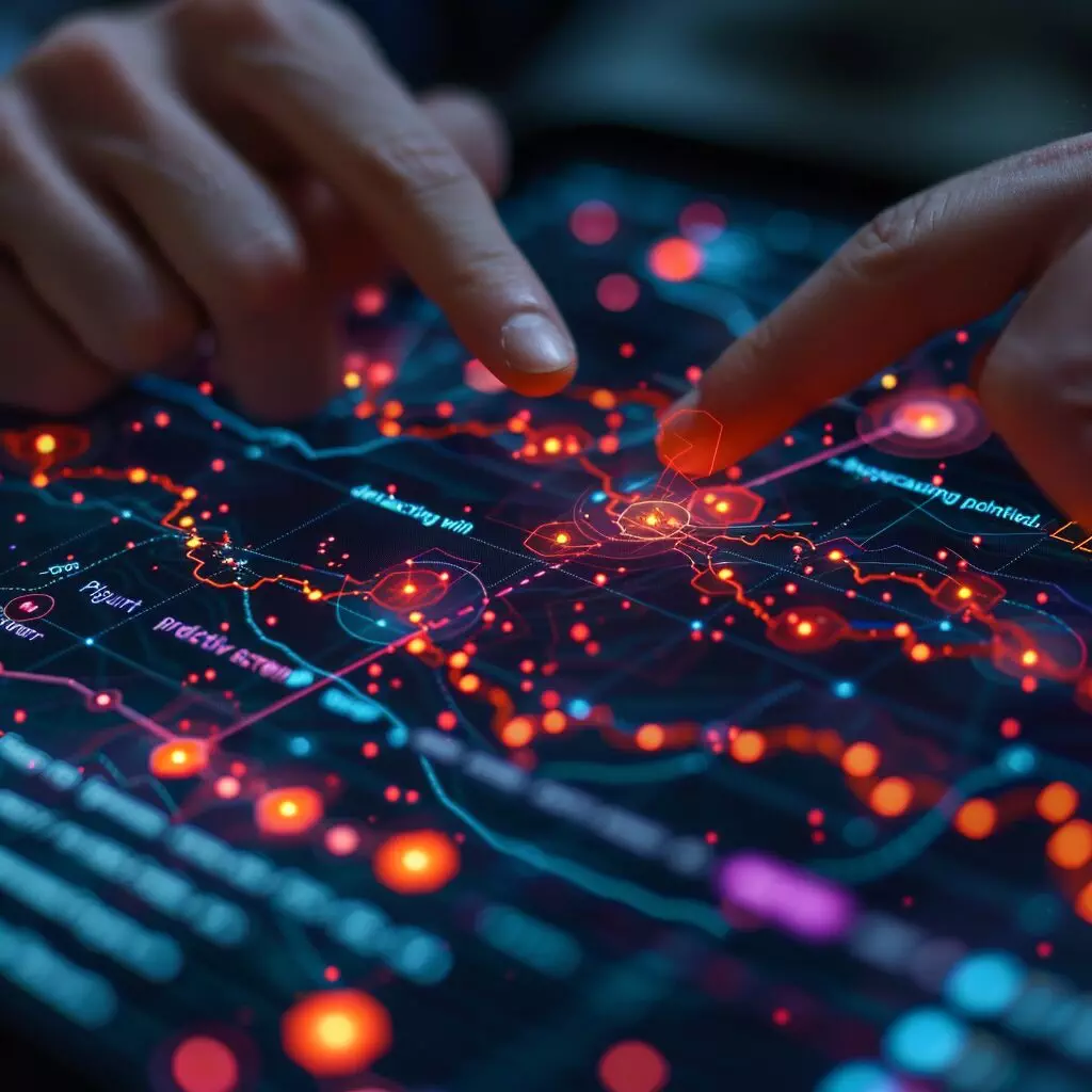 Hands interacting with Point and Figure chart on screen