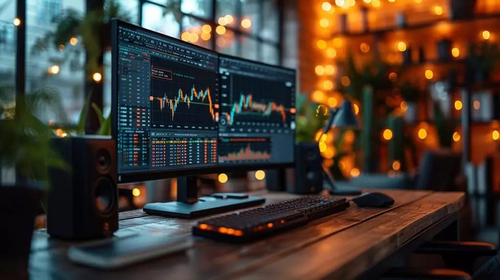 Split-screen Thinkorswim with advanced Relative Volume Indicators, dynamic trends.